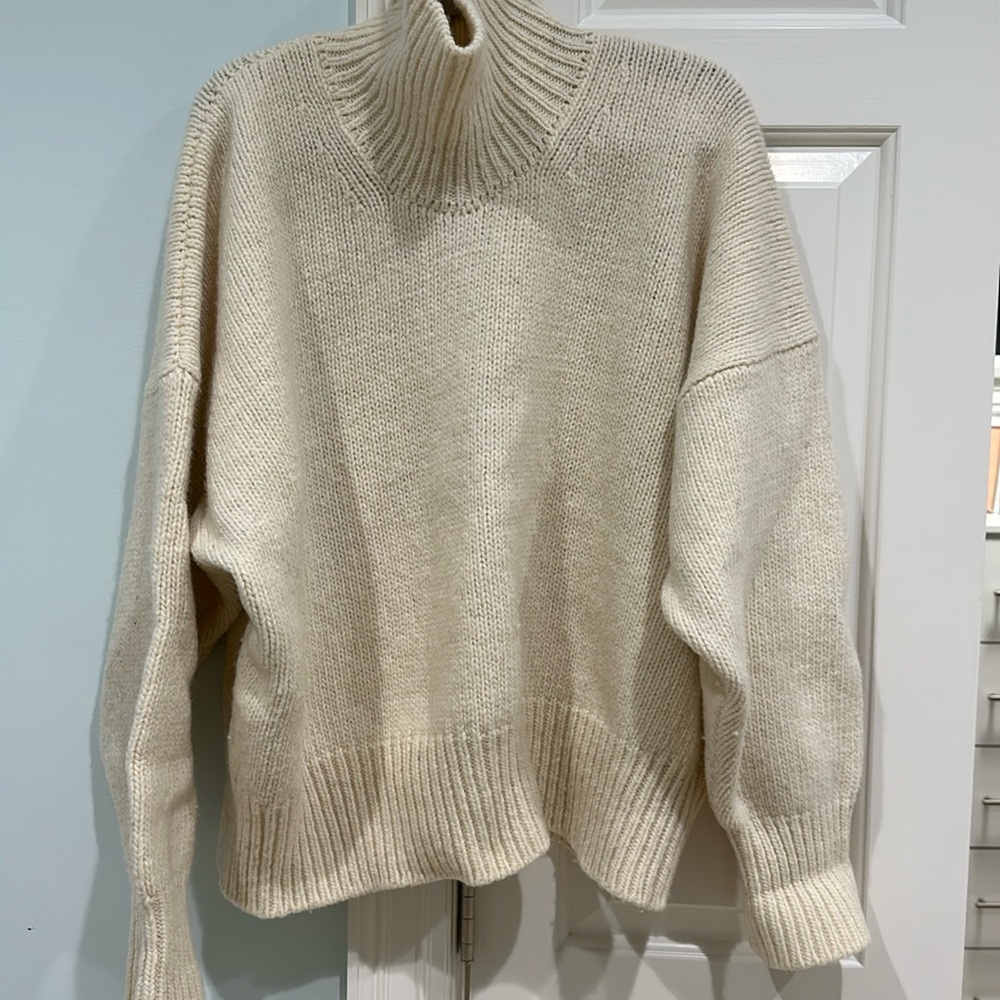 babaa white turtleneck wool sweater